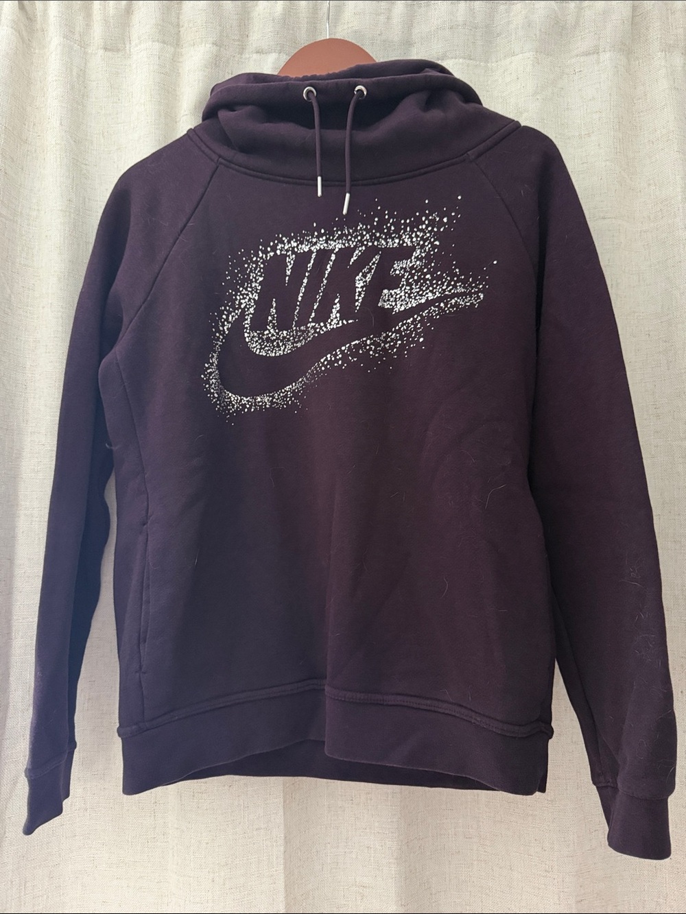 Nike Hoodie in Deep Plum with White Speckled Logo